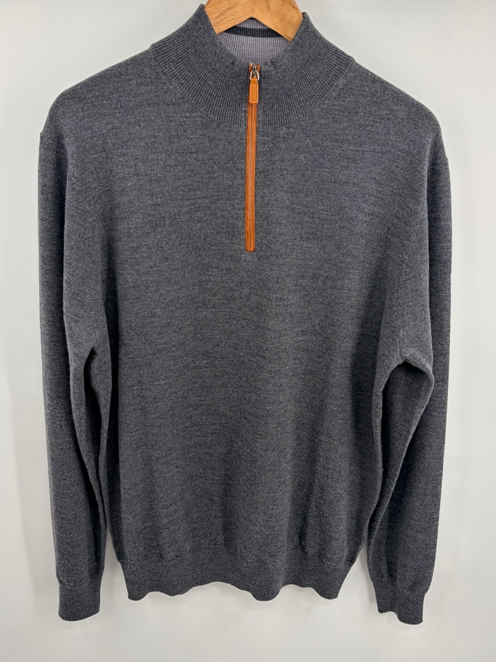 Collars & Co Australian merino wool quarter zip sweater charcoal men’s L NWT